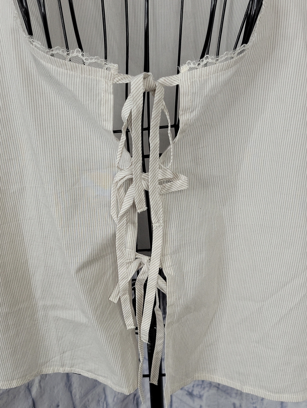 Aerie Tie Front Vest Top Women's Large Cream Boho Cottagecore - Picture 2 of 7